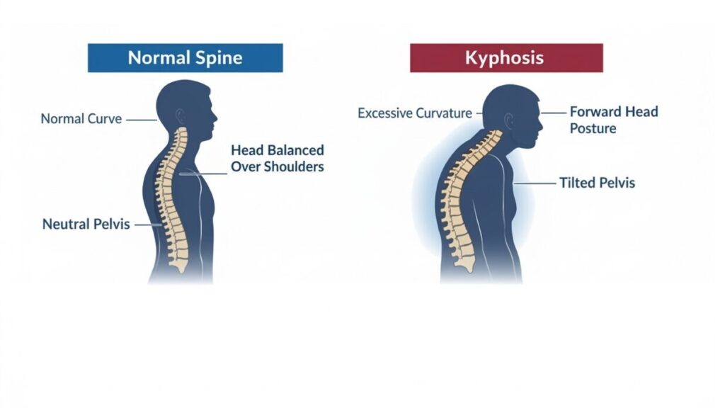 normal spine vs kyphosis